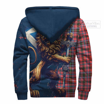 Straiton Tartan Family Crest Sherpa Hoodie with Scottish Majestic Lion