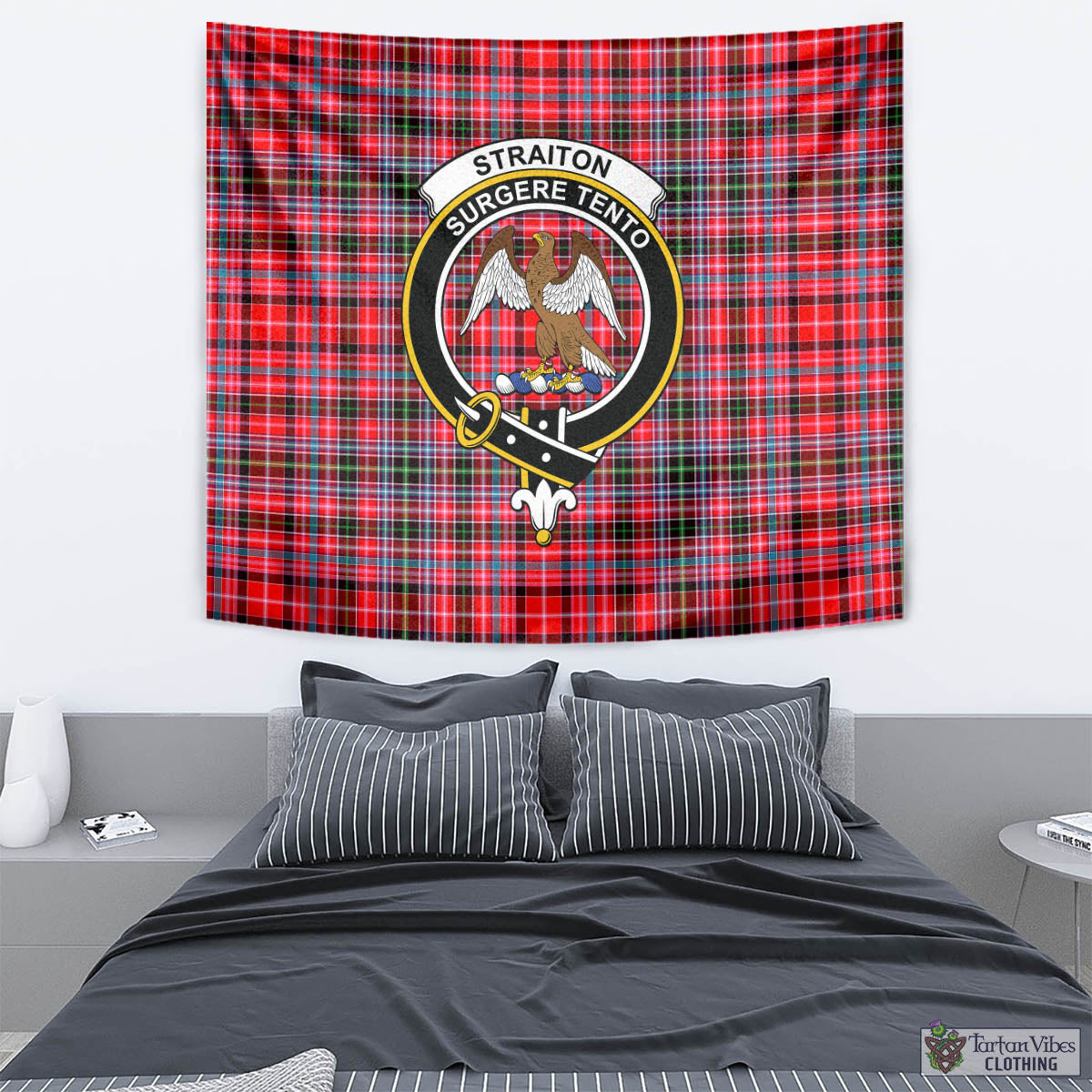 Tartan Vibes Clothing Straiton Tartan Tapestry Wall Hanging and Home Decor for Room with Family Crest