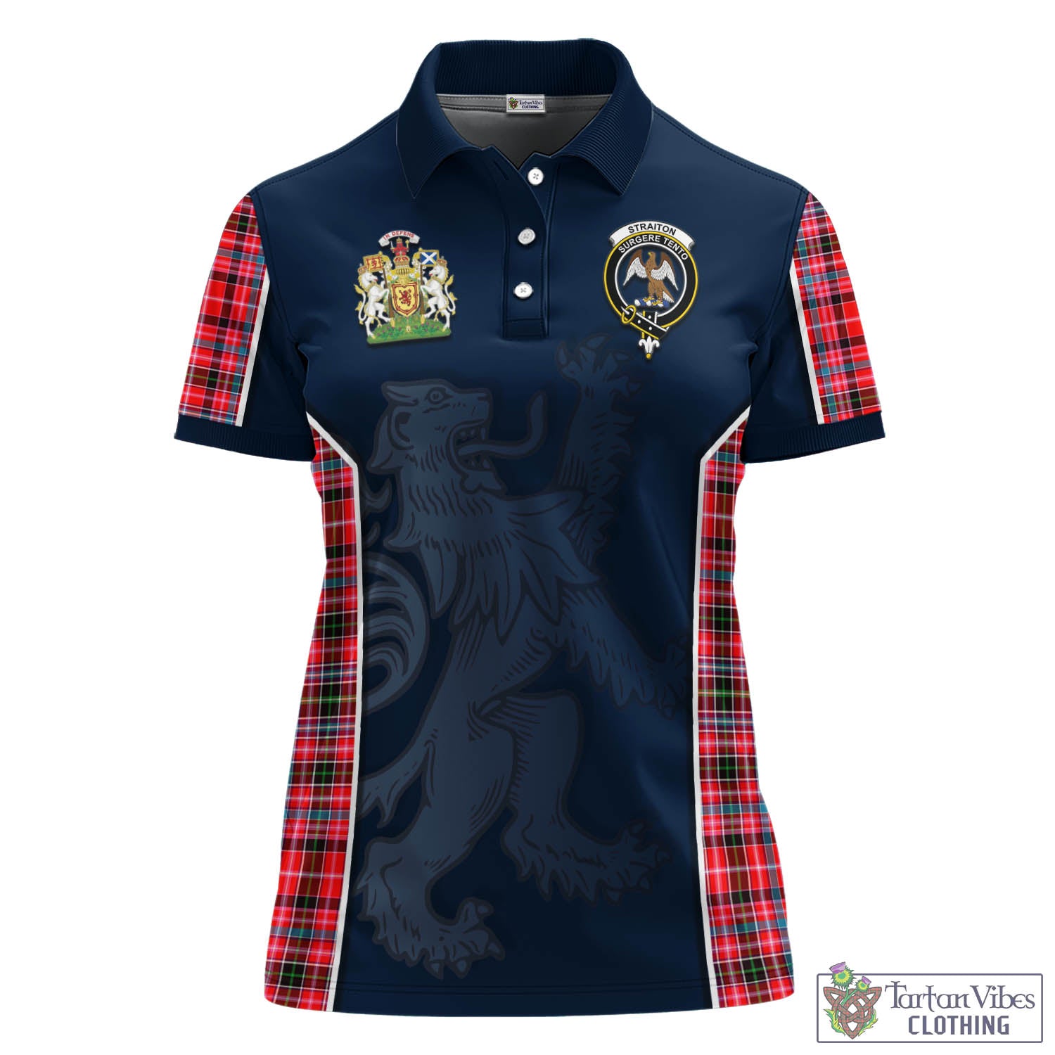 Straiton Tartan Women's Polo Shirt with Family Crest and Lion Rampant Vibes Sport Style - Tartan Vibes Clothing