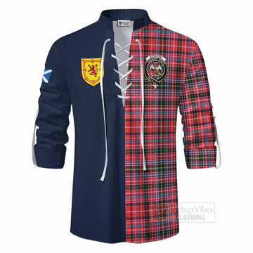 Straiton Tartan Ghillie Kilt Shirt Alba with Scottish Lion Royal Arm Half Style