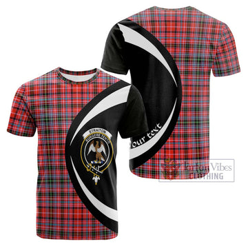 Straiton Tartan Cotton T-shirt with Family Crest Circle Style