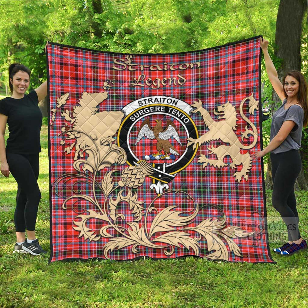 Tartan Vibes Clothing Straiton Tartan Quilt with Family Crest and Scottish Symbol Style