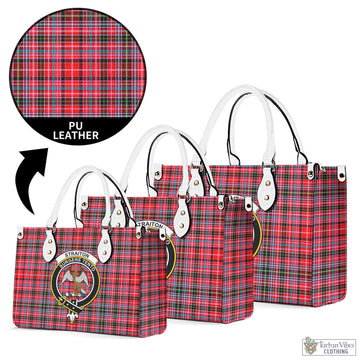 Straiton Tartan Luxury Leather Handbags with Family Crest