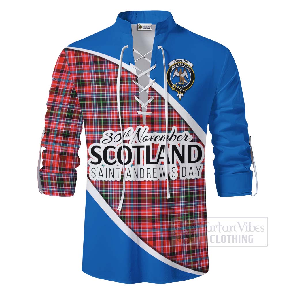 Tartan Vibes Clothing Straiton Family Crest Tartan Ghillie Kilt Shirt Celebrate Saint Andrew's Day in Style