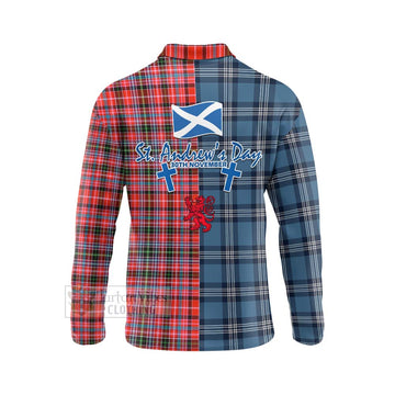 Straiton Tartan Long Sleeve Polo Shirt Happy St. Andrew's Day Half Tartan Style