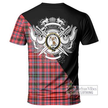 Straiton Tartan T-Shirt with Family Crest and Military Logo Style