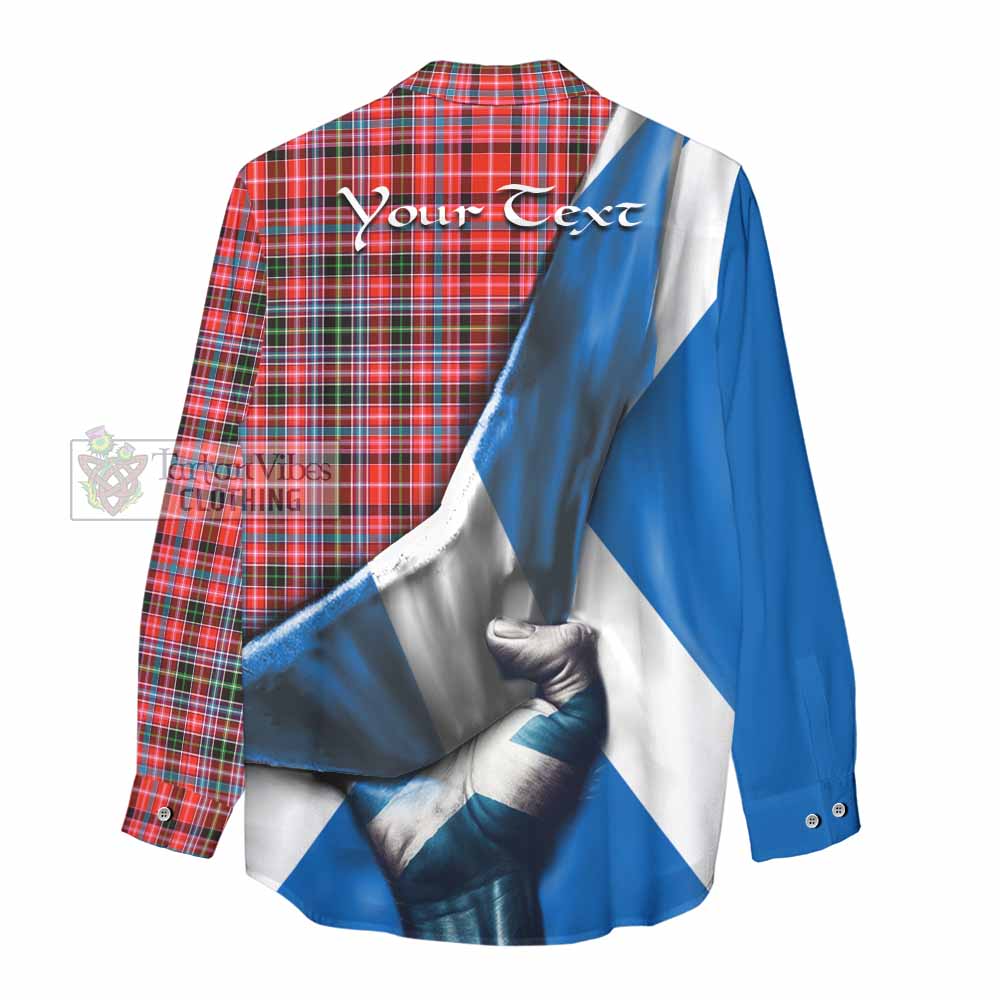 Tartan Vibes Clothing Straiton Tartan Women's Casual Shirt with Family Crest Scotland Patriotic Style