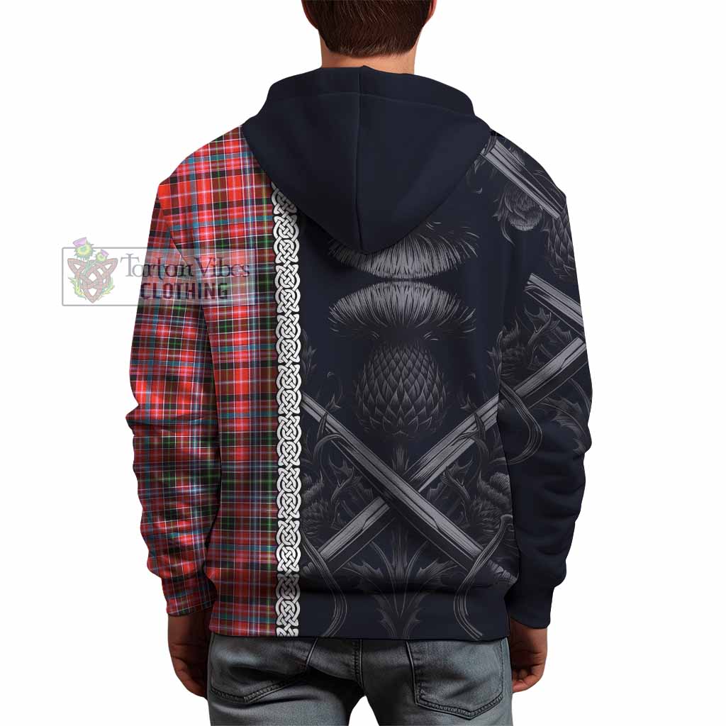 Tartan Vibes Clothing Straiton Tartan Hoodie with Family Crest Cross Sword Thistle Celtic Vibes