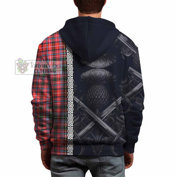 Straiton Tartan Hoodie with Family Crest Cross Sword Thistle Celtic Vibes