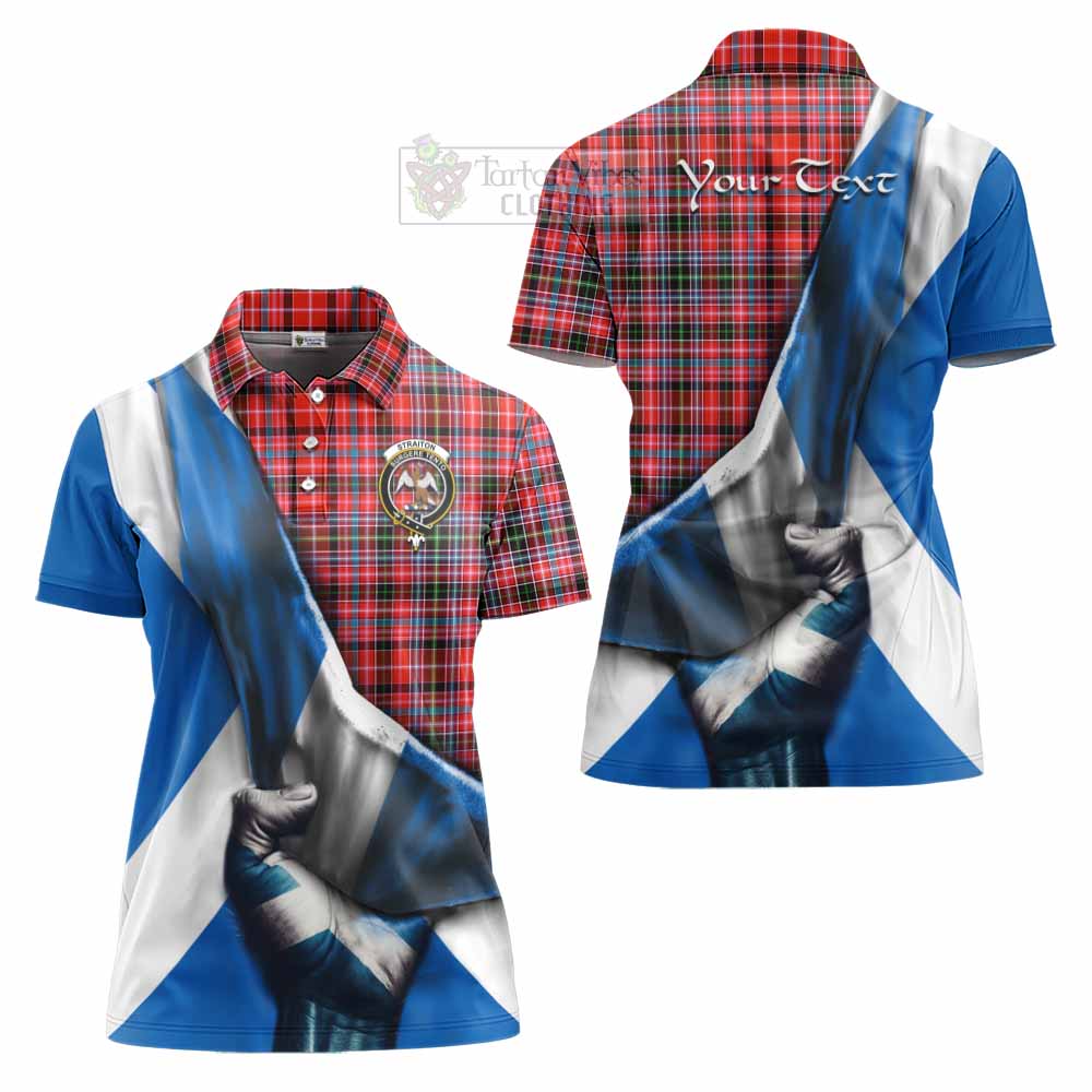 Tartan Vibes Clothing Straiton Tartan Women's Polo Shirt with Family Crest Scotland Patriotic Style