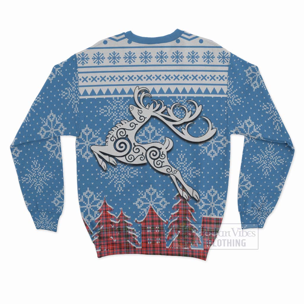 Tartan Vibes Clothing Straiton Clan Christmas Sweatshirt Celtic Reindeer Style