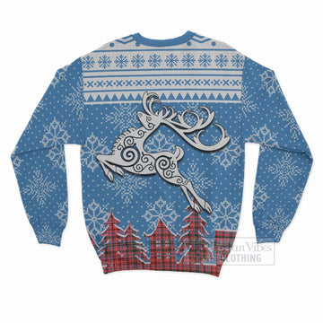 Straiton Clan Christmas Sweatshirt Celtic Reindeer Style