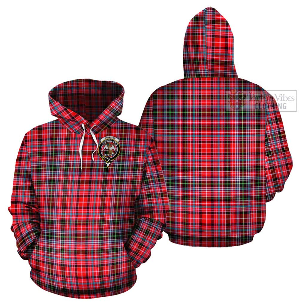 Straiton Tartan Cotton Hoodie with Family Crest Pullover Hoodie - Tartan Vibes Clothing