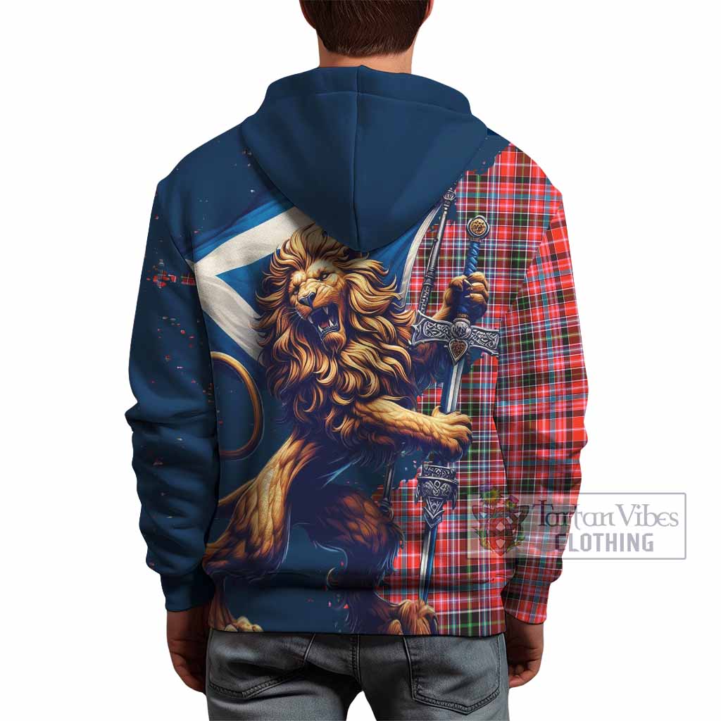 Straiton Tartan Family Crest Hoodie with Scottish Majestic Lion