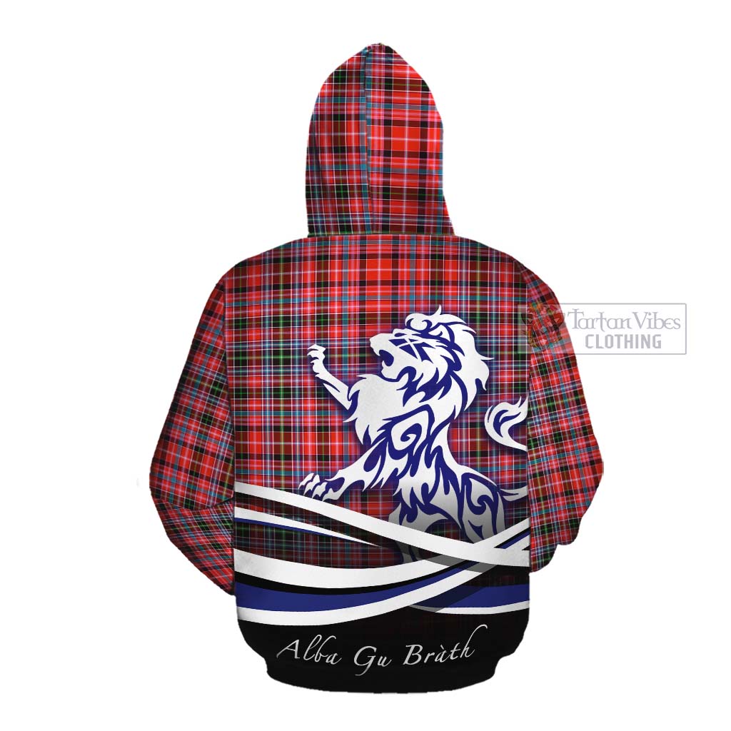 Tartan Vibes Clothing Straiton Tartan Cotton Hoodie with Alba Gu Brath Regal Lion Emblem