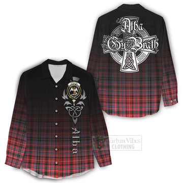 Straiton Tartan Women's Casual Shirt Featuring Alba Gu Brath Family Crest Celtic Inspired