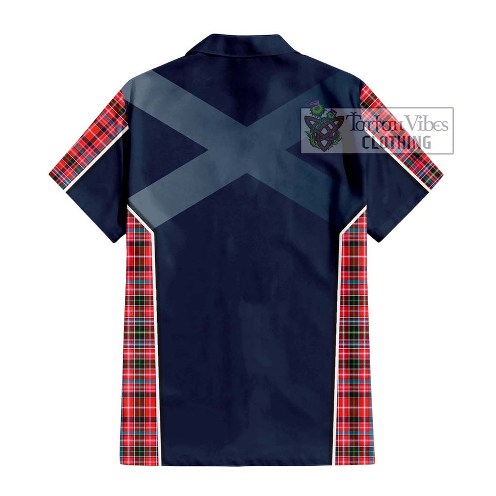 Straiton Tartan Short Sleeve Button Shirt with Family Crest and Lion Rampant Vibes Sport Style - Tartan Vibes Clothing