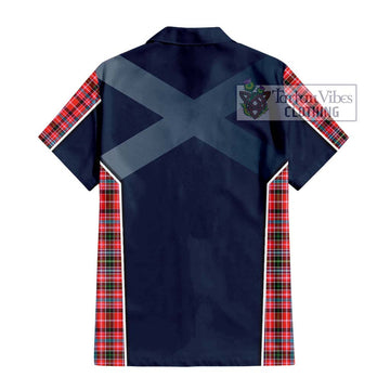 Straiton Tartan Short Sleeve Button Shirt with Family Crest and Lion Rampant Vibes Sport Style