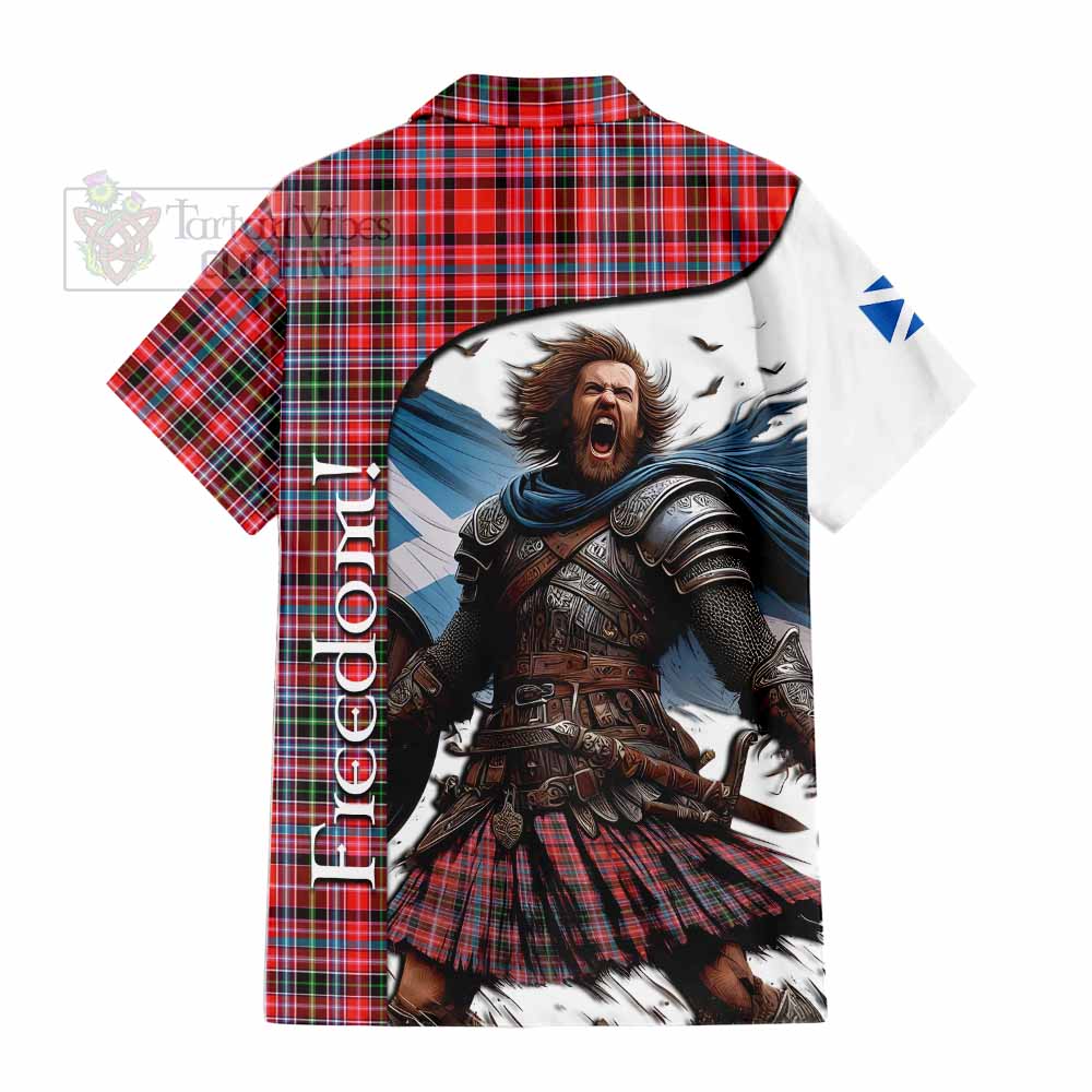 Tartan Vibes Clothing Straiton Crest Tartan Short Sleeve Button Shirt Inspired by the Freedom of Scottish Warrior