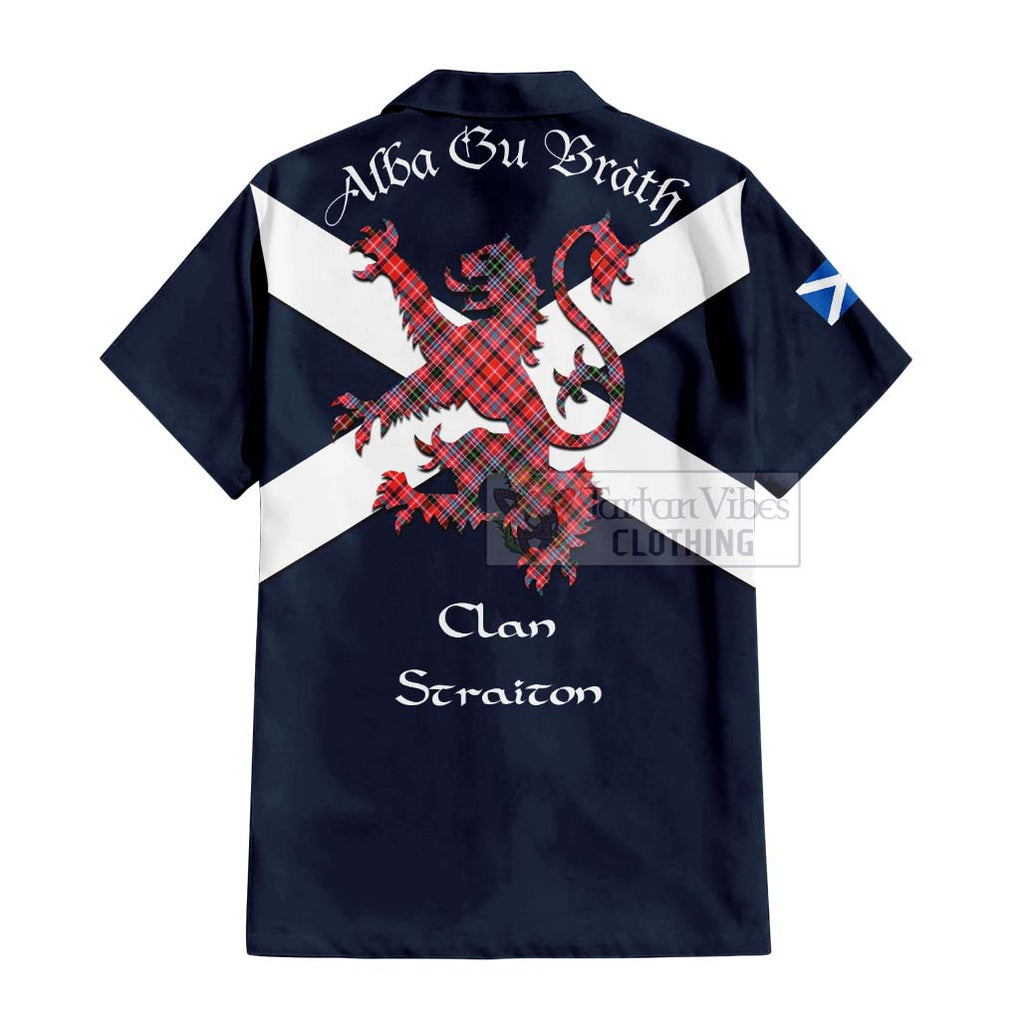 Tartan Vibes Clothing Straiton Tartan Lion Rampant Short Sleeve Button Shirt – Proudly Display Your Heritage with Alba Gu Brath and Clan Name