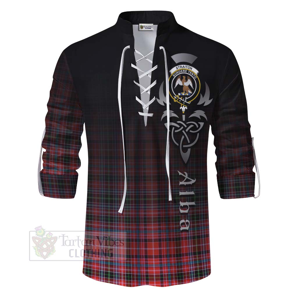 Tartan Vibes Clothing Straiton Tartan Ghillie Kilt Shirt Featuring Alba Gu Brath Family Crest Celtic Inspired