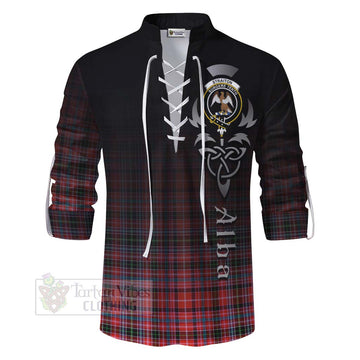 Straiton Tartan Ghillie Kilt Shirt Featuring Alba Gu Brath Family Crest Celtic Inspired