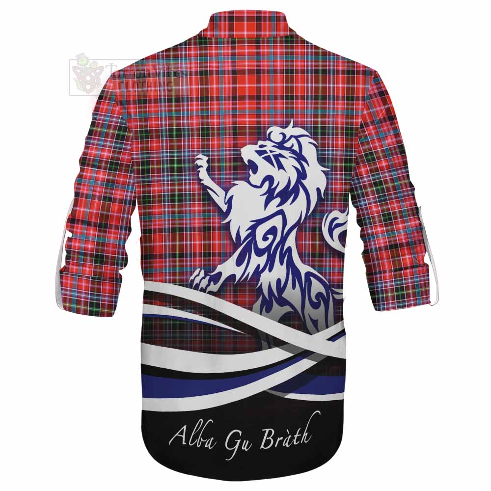 Tartan Vibes Clothing Straiton Tartan Ghillie Kilt Shirt with Alba Gu Brath Regal Lion Emblem