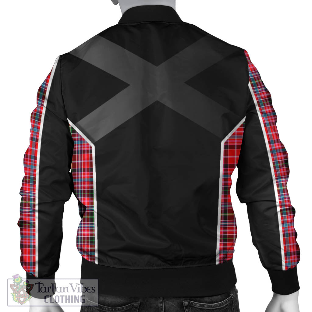 Tartan Vibes Clothing Straiton Tartan Bomber Jacket with Family Crest and Scottish Thistle Vibes Sport Style