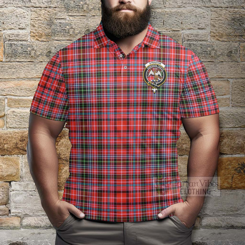 Tartan Vibes Clothing Straiton Tartan Polo Shirt with Family Crest and Bearded Skull Holding Bottles of Whiskey