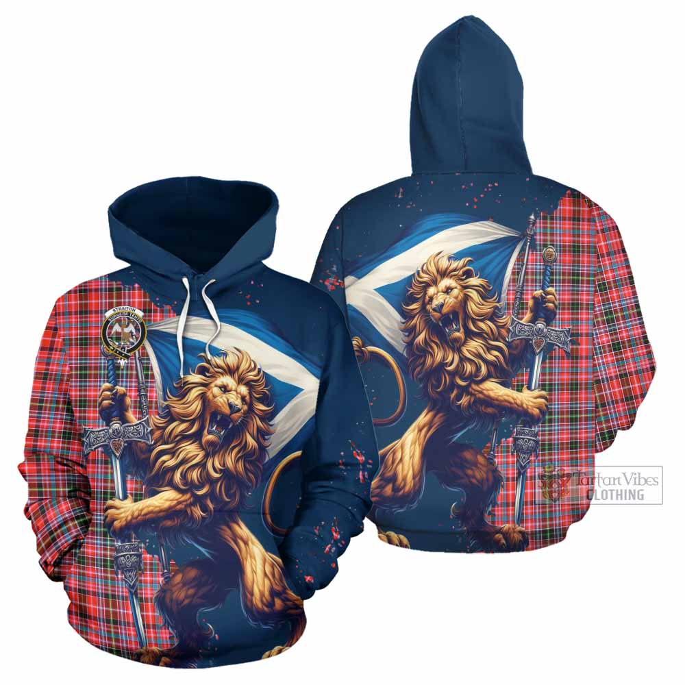 Straiton Tartan Family Crest Hoodie with Scottish Majestic Lion