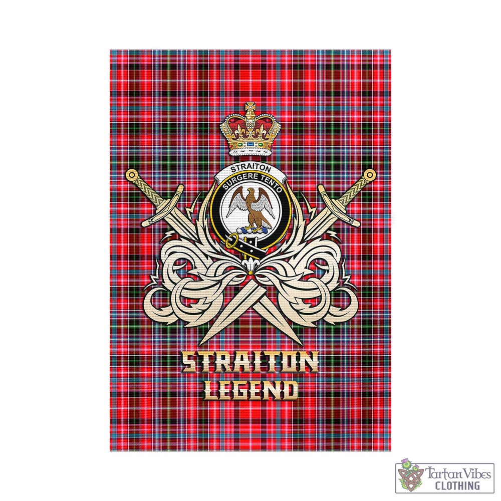 Tartan Vibes Clothing Straiton Tartan Flag with Clan Crest and the Golden Sword of Courageous Legacy