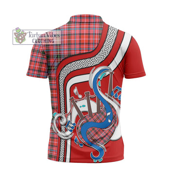 Straiton Tartan Zipper Polo Shirt with Epic Bagpipe Style