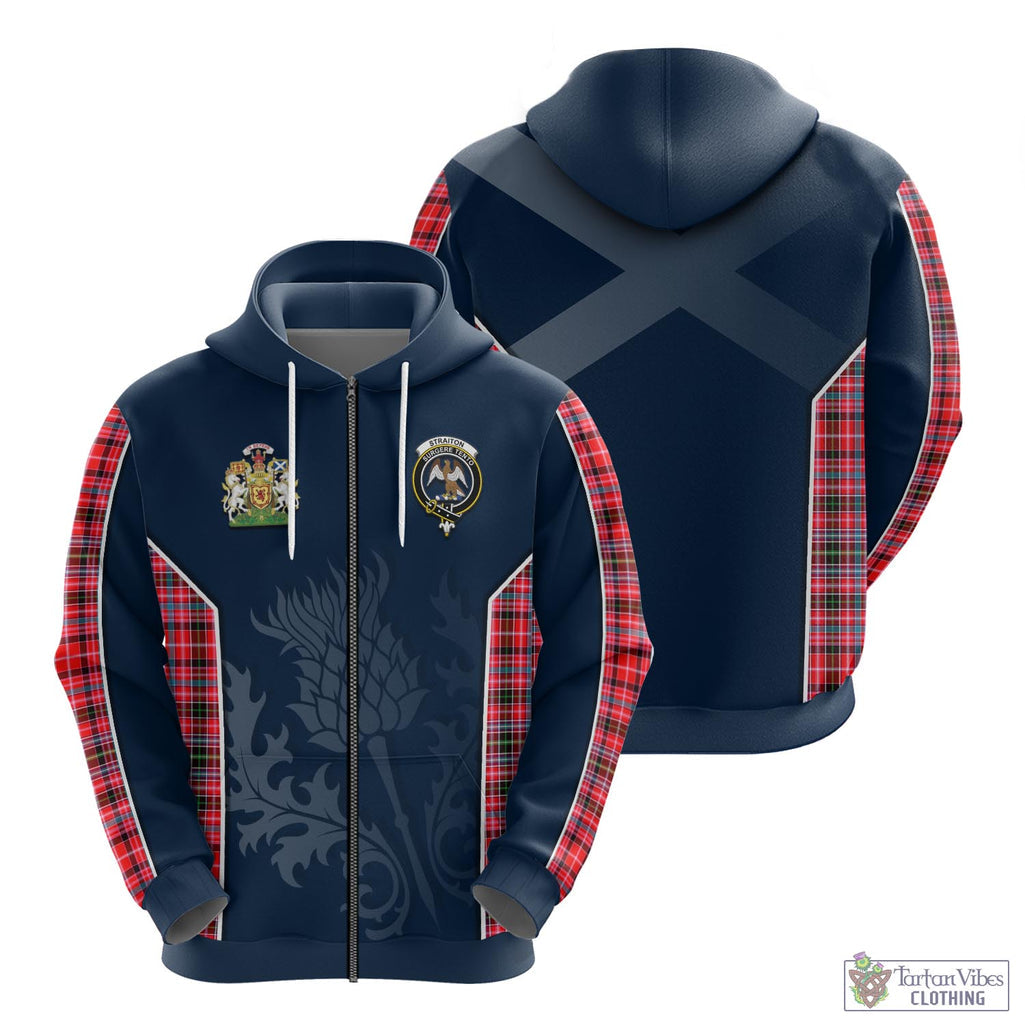 Tartan Vibes Clothing Straiton Tartan Hoodie with Family Crest and Scottish Thistle Vibes Sport Style