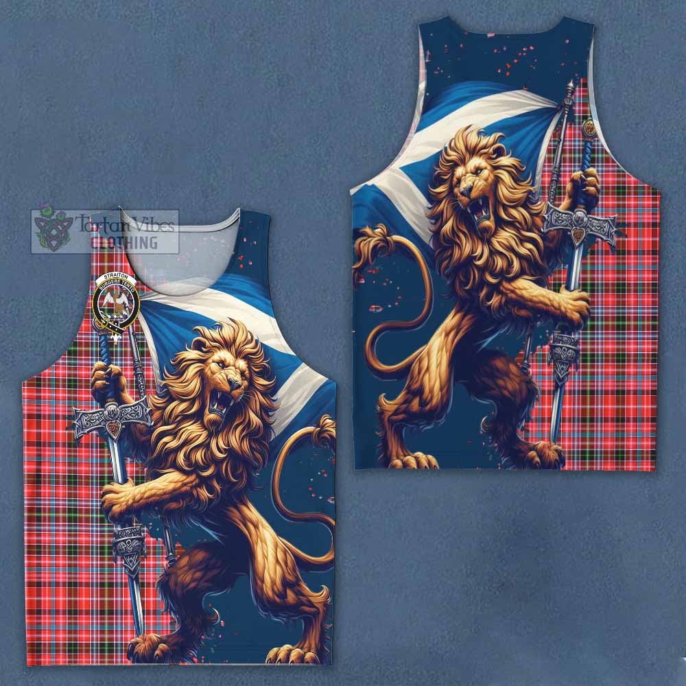 Tartan Vibes Clothing Straiton Tartan Family Crest Men's Tank Top with Scottish Majestic Lion