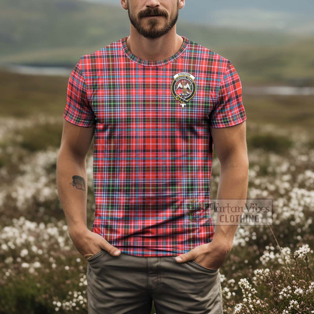 Tartan Vibes Clothing Straiton Tartan T-Shirt with Family Crest and Bearded Skull Holding Bottles of Whiskey