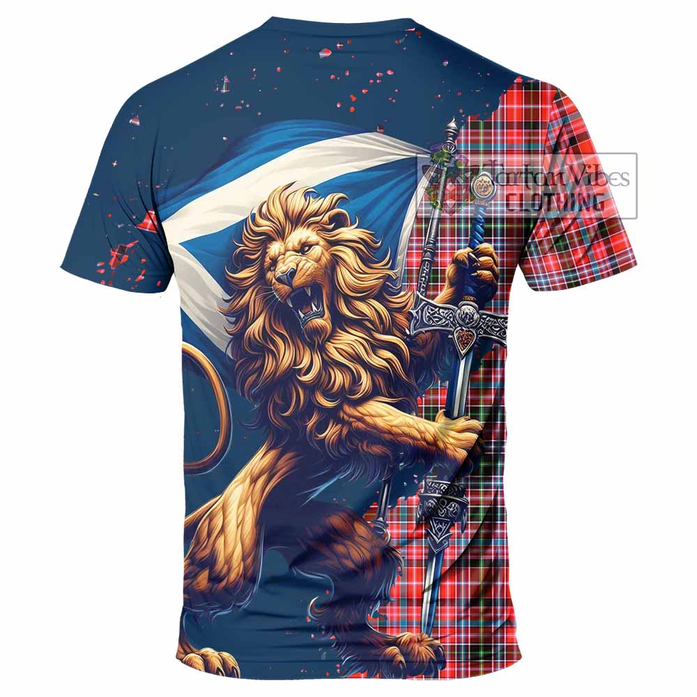 Tartan Vibes Clothing Straiton Tartan Family Crest T-Shirt with Scottish Majestic Lion