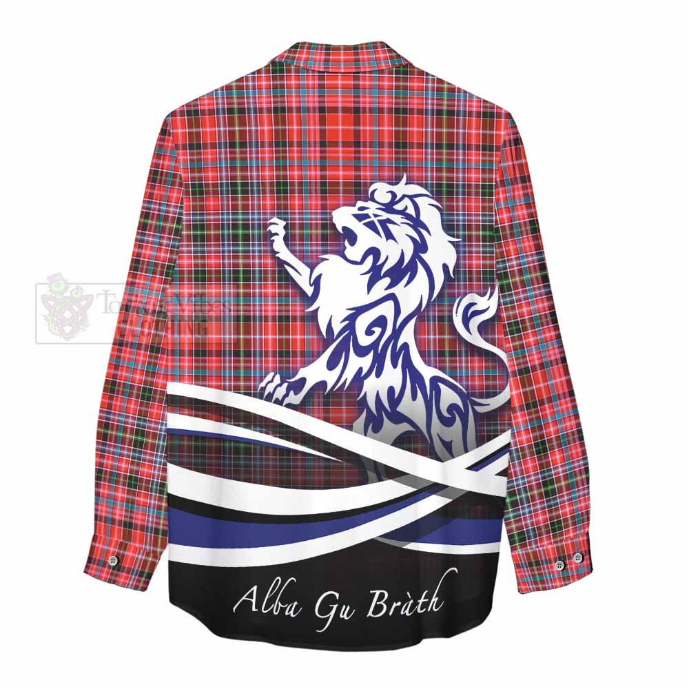 Tartan Vibes Clothing Straiton Tartan Women's Casual Shirt with Alba Gu Brath Regal Lion Emblem