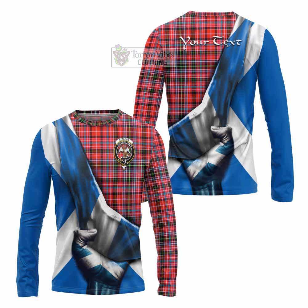 Tartan Vibes Clothing Straiton Tartan Long Sleeve T-Shirt with Family Crest Scotland Patriotic Style