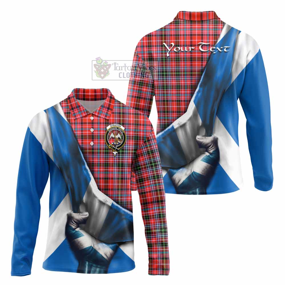 Tartan Vibes Clothing Straiton Tartan Long Sleeve Polo Shirt with Family Crest Scotland Patriotic Style