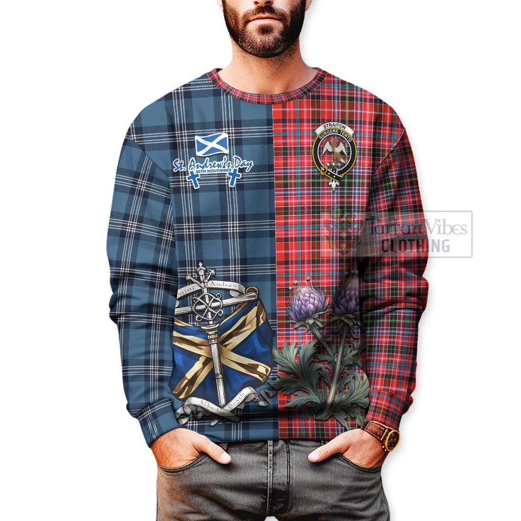 Tartan Vibes Clothing Straiton Tartan Sweatshirt Happy St. Andrew's Day Half Tartan Style