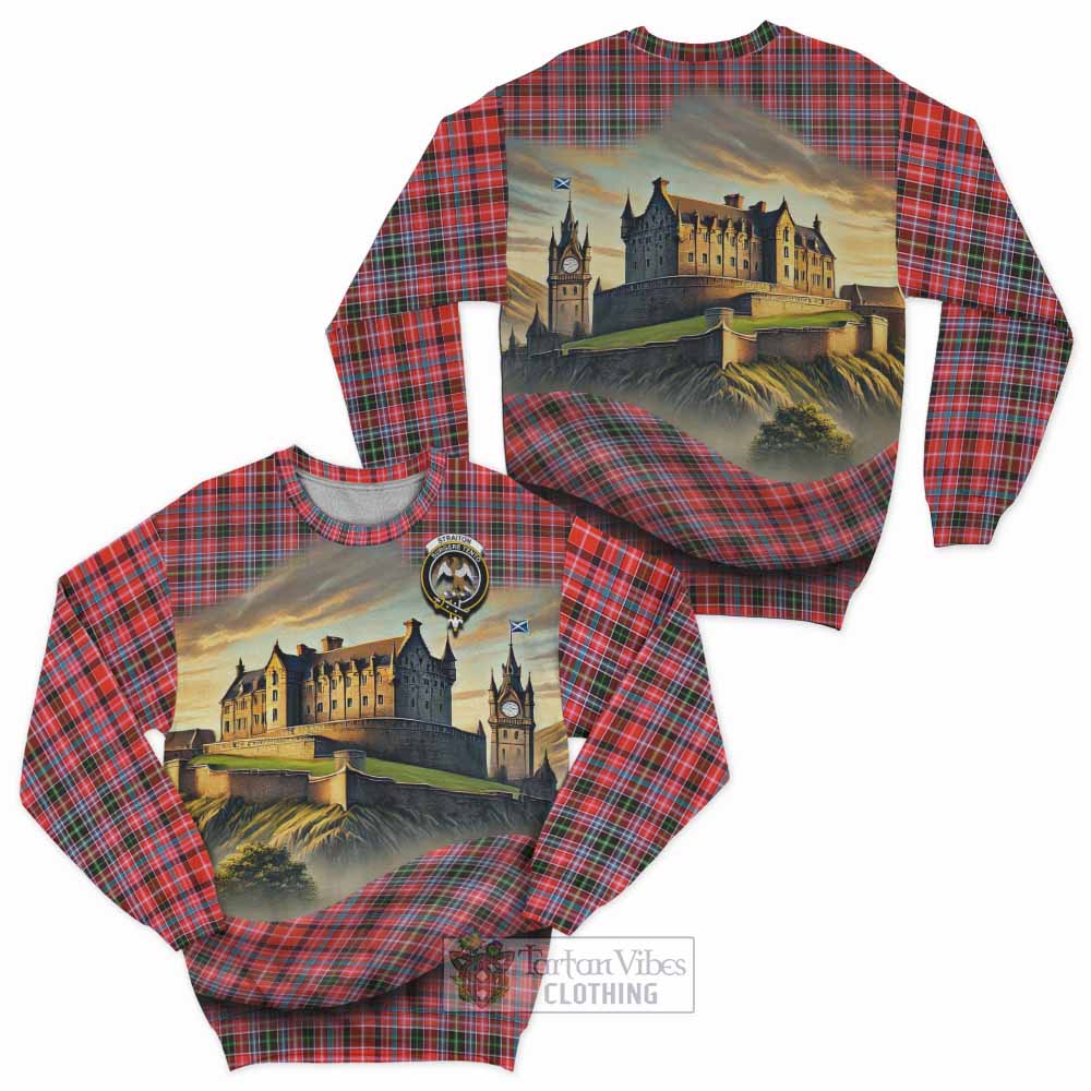 Straiton Tartan Family Crest Sweatshirt with Scottish Ancient Castle Style - Tartan Vibes Clothing