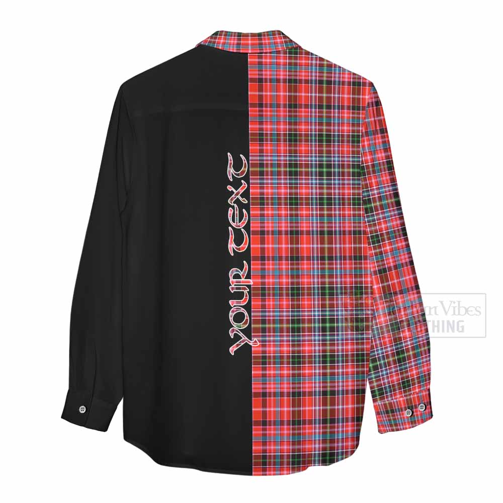 Tartan Vibes Clothing Straiton Tartan Women's Casual Shirt with Family Crest and Half Of Me Style