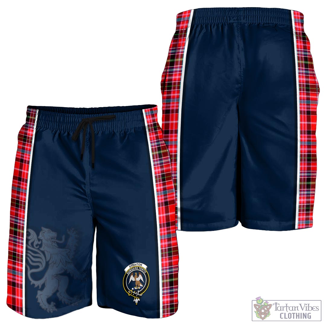 Tartan Vibes Clothing Straiton Tartan Men's Shorts with Family Crest and Lion Rampant Vibes Sport Style