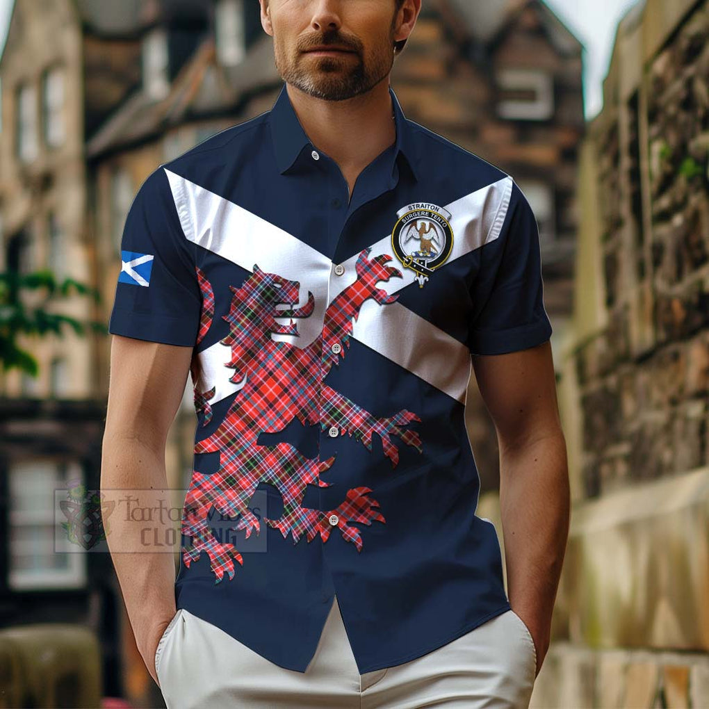 Tartan Vibes Clothing Straiton Tartan Lion Rampant Short Sleeve Button Shirt – Proudly Display Your Heritage with Alba Gu Brath and Clan Name