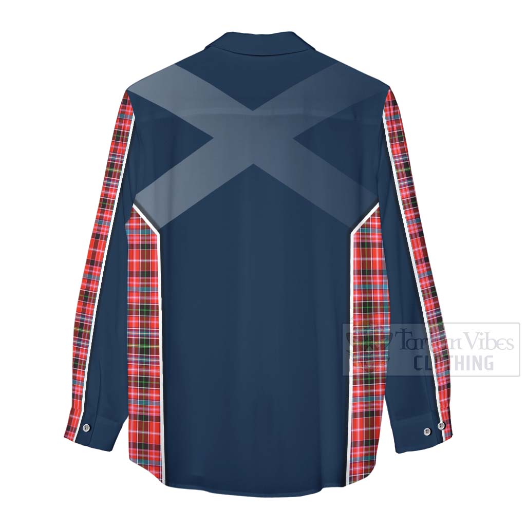 Tartan Vibes Clothing Straiton Tartan Women's Casual Shirt with Family Crest and Scottish Thistle Vibes Sport Style