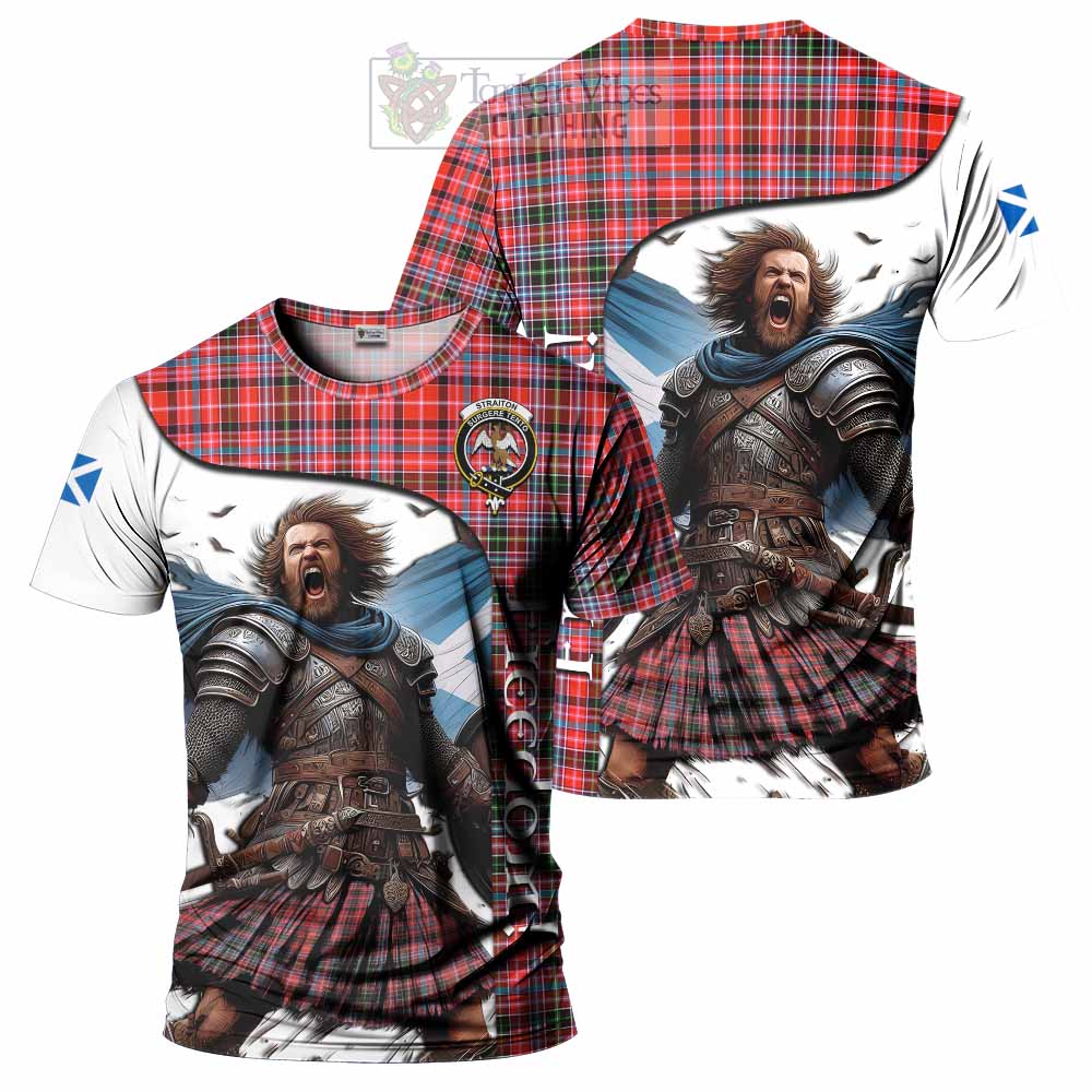 Straiton Crest Tartan T-Shirt Inspired by the Freedom of Scottish Warrior