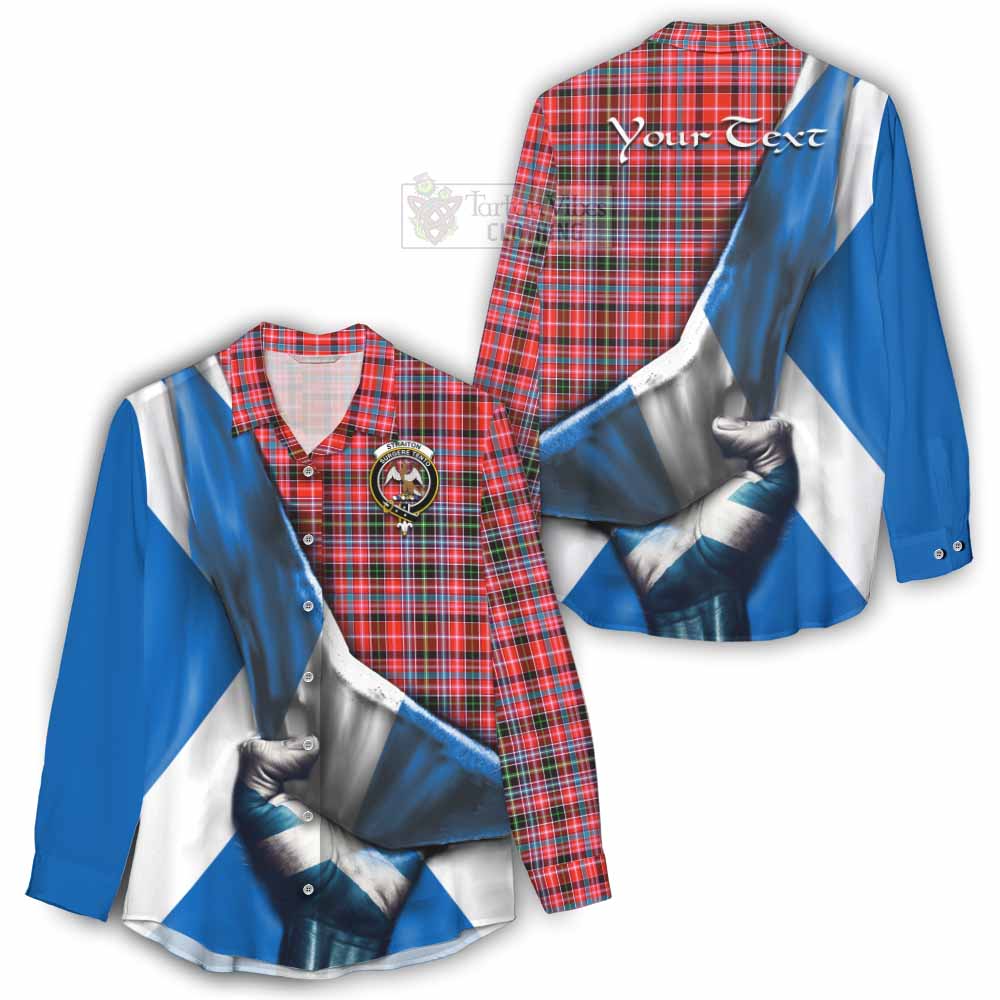 Tartan Vibes Clothing Straiton Tartan Women's Casual Shirt with Family Crest Scotland Patriotic Style