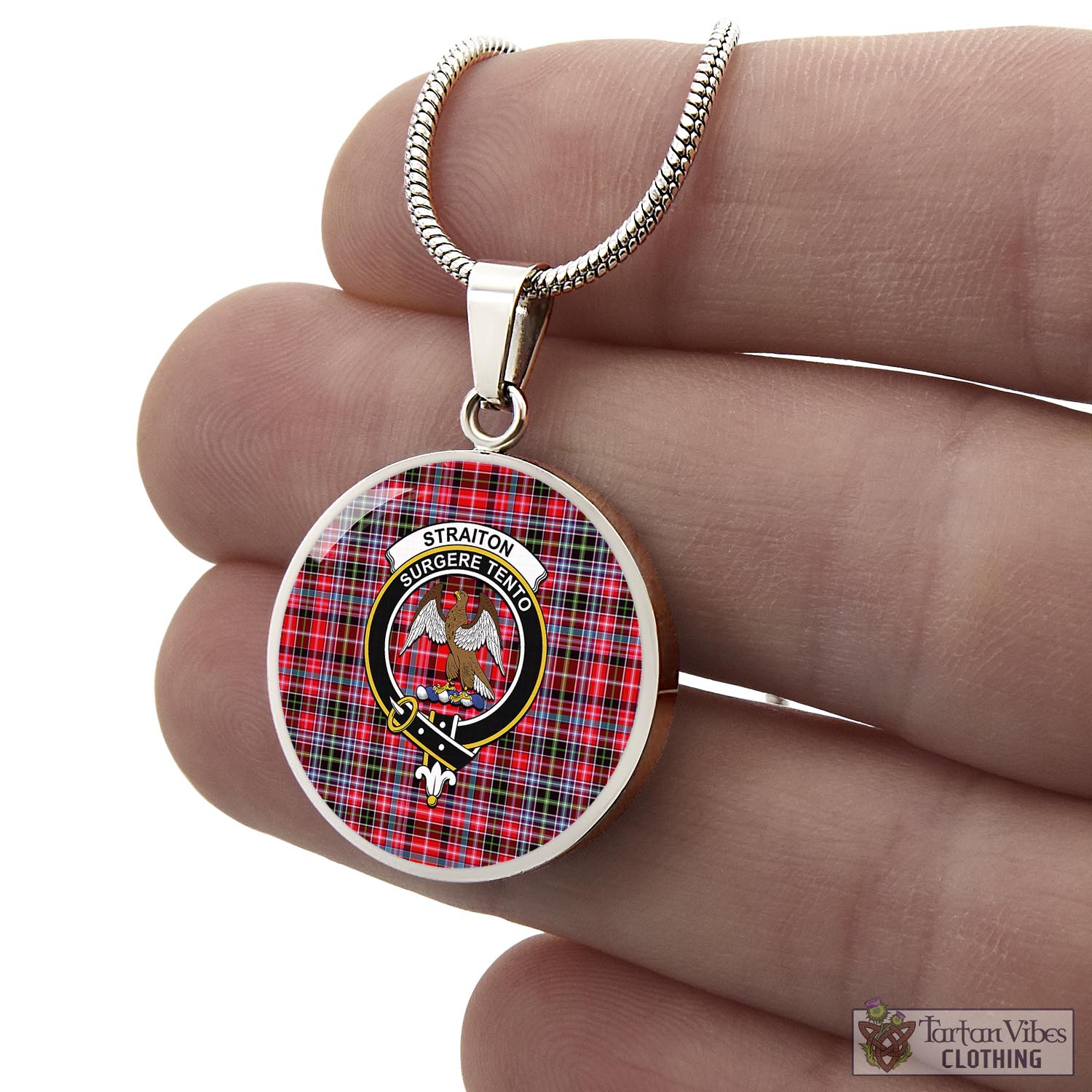 Tartan Vibes Clothing Straiton Tartan Circle Necklace with Family Crest