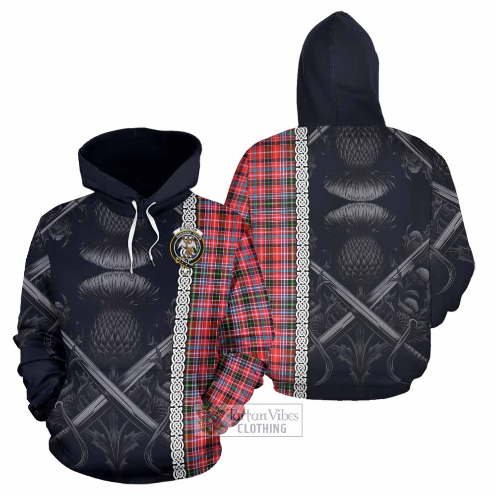 Tartan Vibes Clothing Straiton Tartan Hoodie with Family Crest Cross Sword Thistle Celtic Vibes