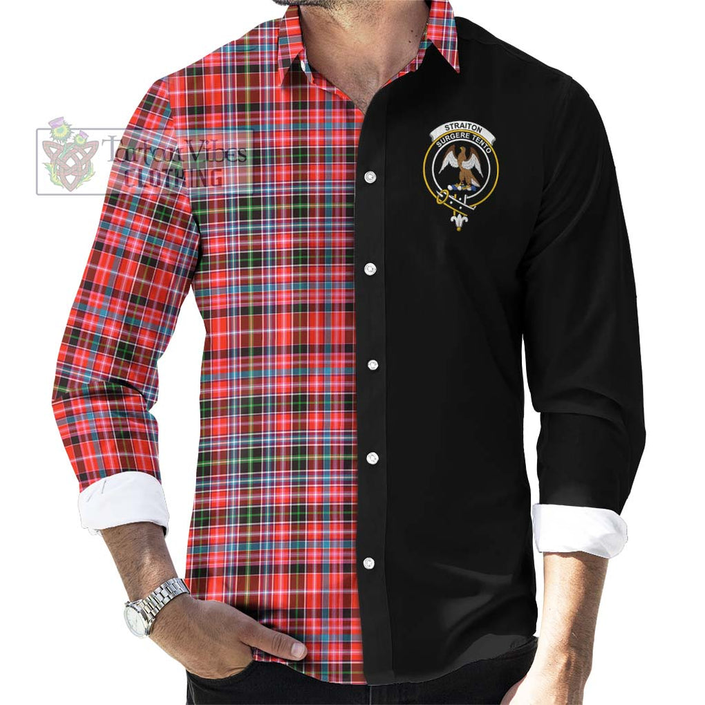 Straiton Tartan Long Sleeve Button Shirt with Family Crest and Half Of Me Style - Tartanvibesclothing Shop